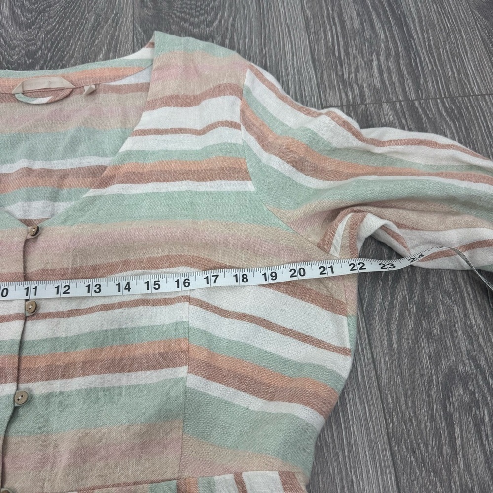 Soft Surroundings Chic Striped Linen Maxi Dress Button Front Relaxed Fit Large - Picture 9 of 12